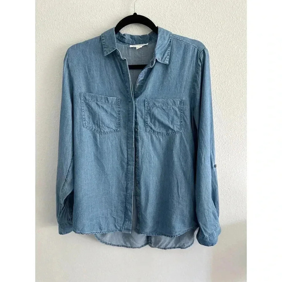 Beachlunchlounge Collection Denim Chambray Button Down S - Picture 1 of 7